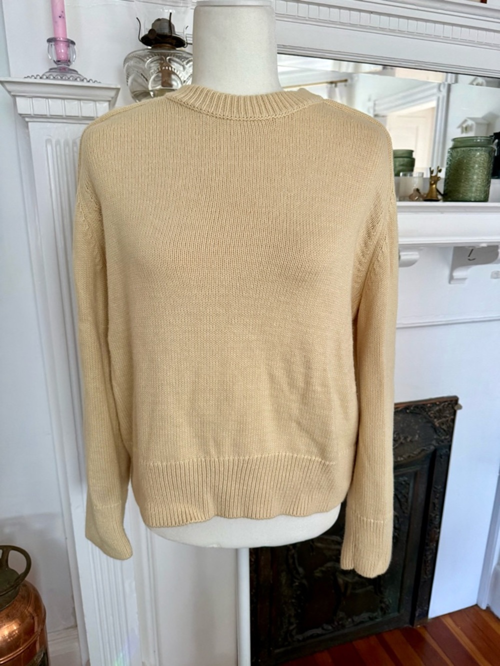 Abercrombie & Fitch Yellow Cotton Blend Crew Sweater